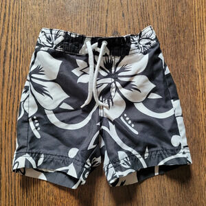 Old Navy Black and White Tropical Board Swimming Shorts Size Boys 6-12 Months